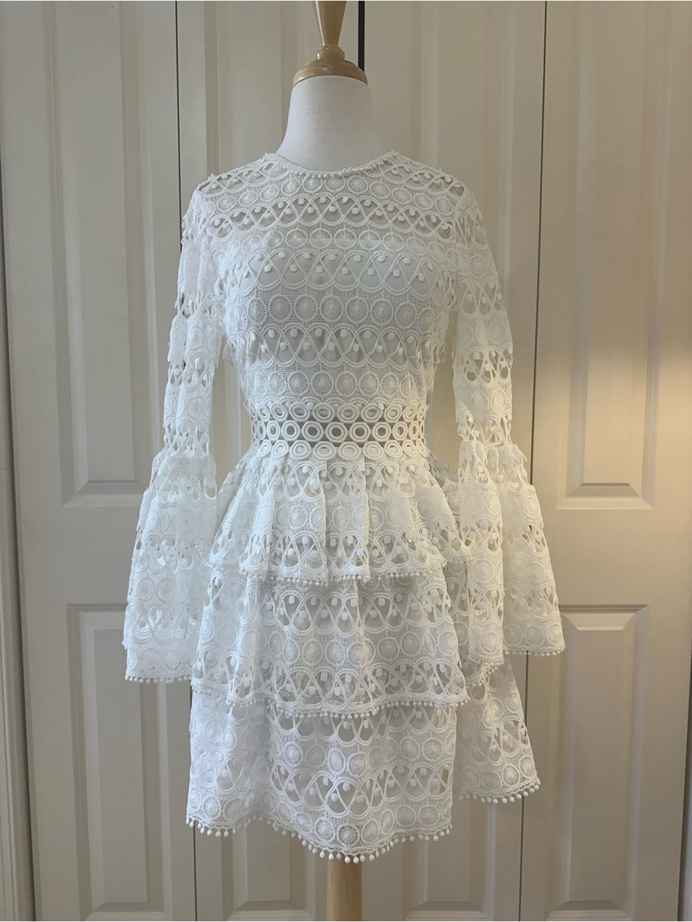 Alexis white lace crochet mini dress